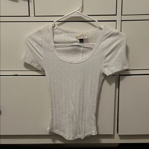 Universal Thread White Ribbed Short Sleeve Tee